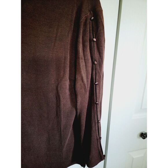 Diane Von‎ Furstenberg Silk Assets L  Sweater Button Bell Sleeve Choc. Brown - Picture 5 of 5